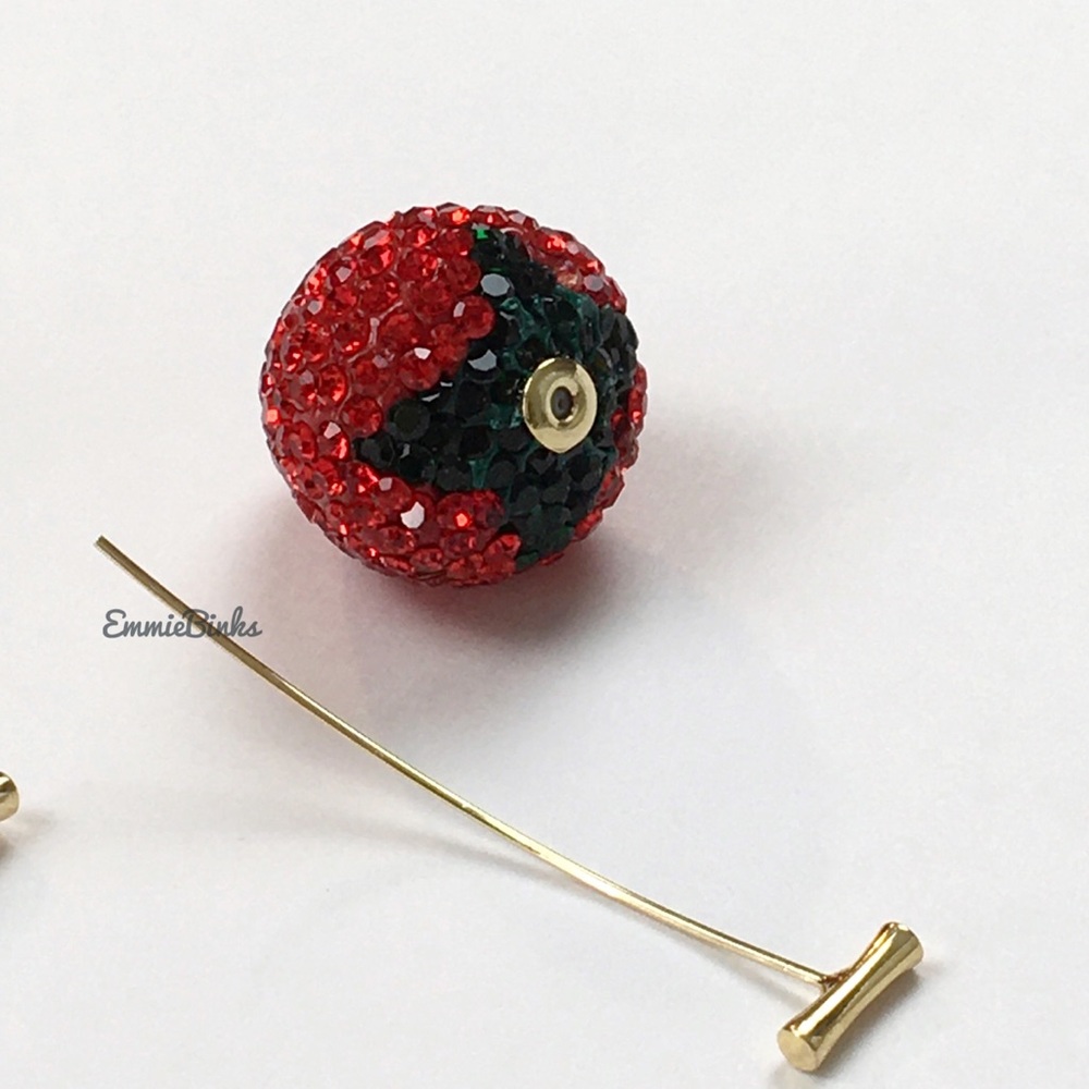 New Free People Strawberry And Stem Fruit Threader Dangle Earrings - Picture 9 of 15